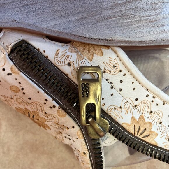 A.S.98 Leather Milk Peep Toe Wedge Espadrilles Sandal - Picture 7 of 16